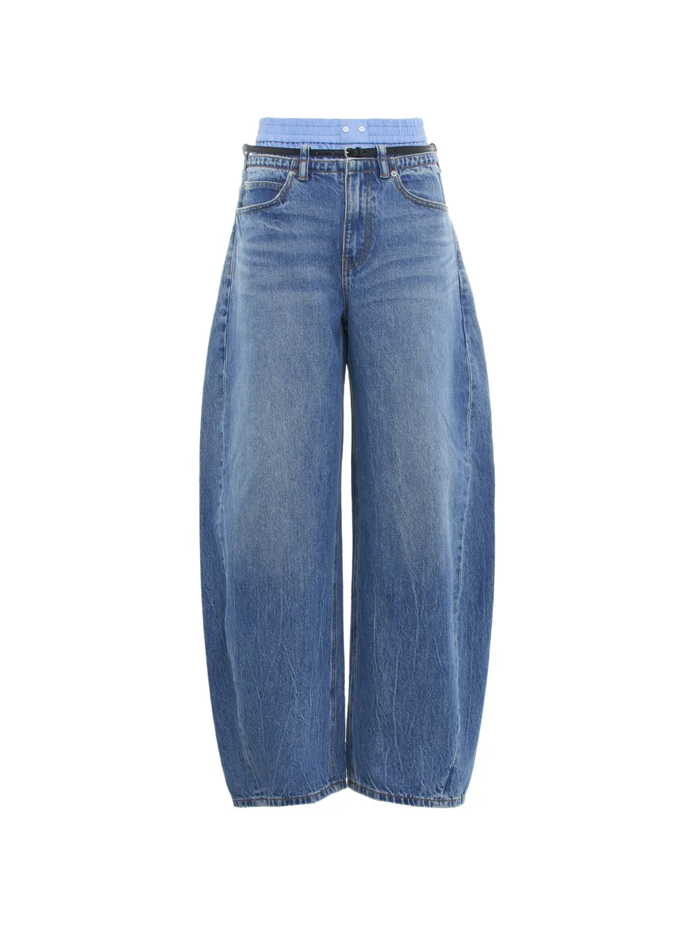 Alexander Wang layered-waistband barrel-leg jeans - Blu
