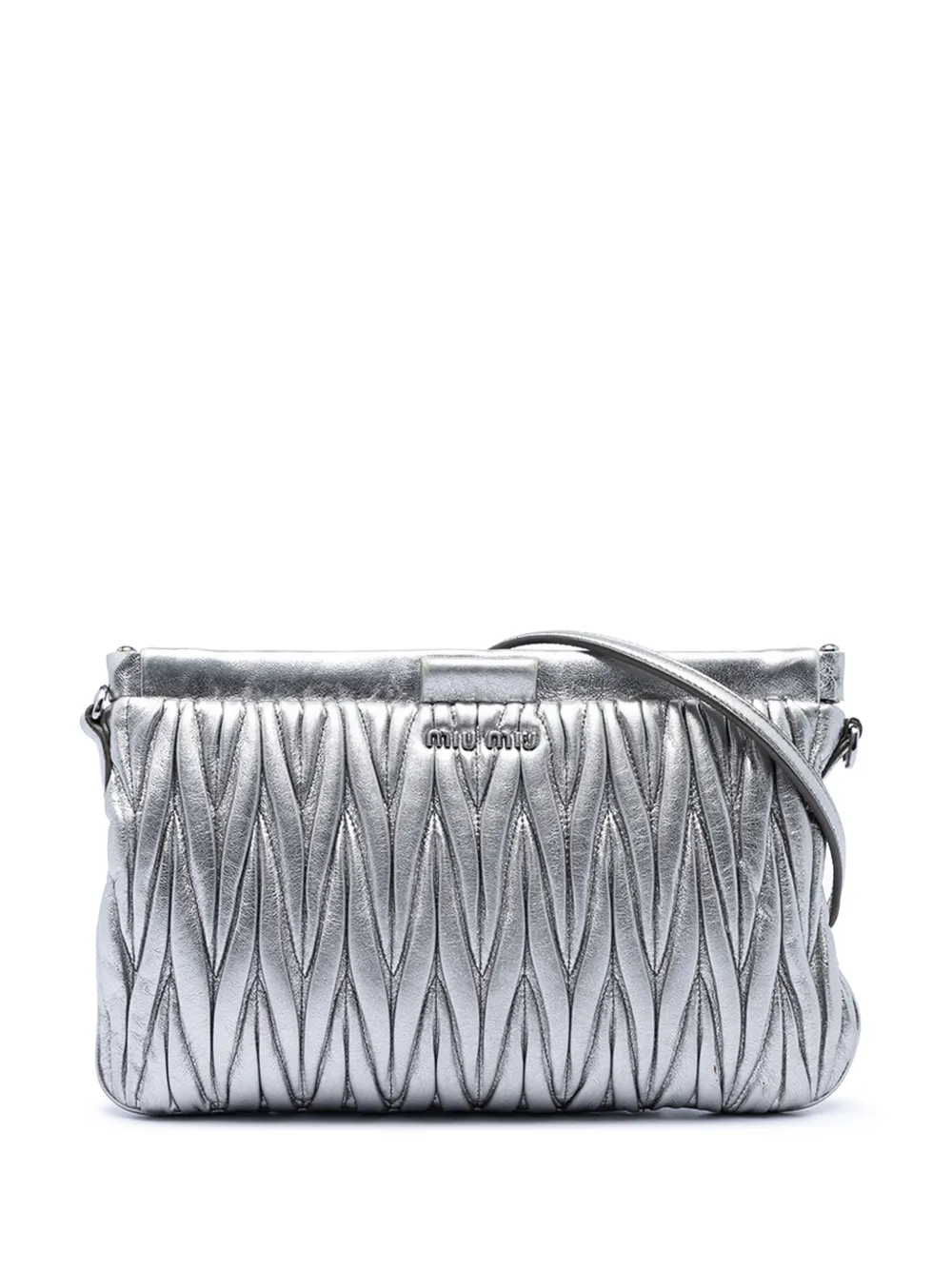 Miu Miu Pre-Owned 2010-2026 Metallic Nappa Matelasse Leather Clutch crossbody bag - Argento