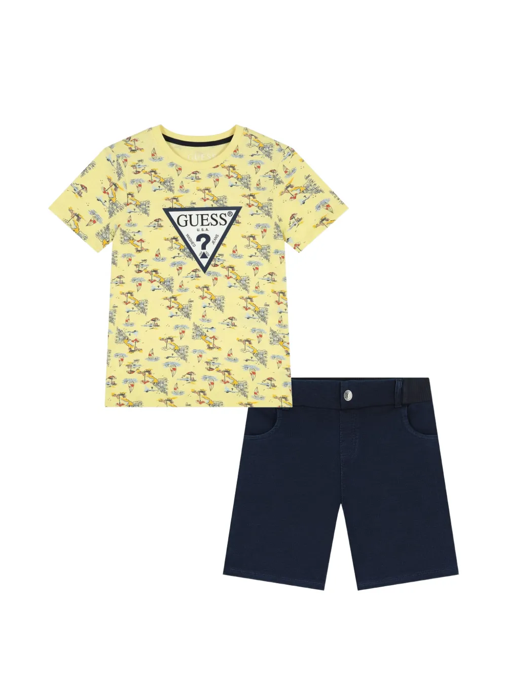 guess kids logo-print shorts set - Yellow