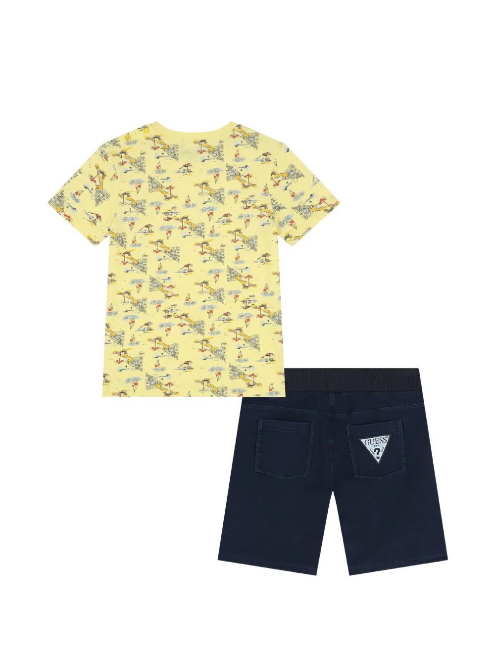 guess kids Shorts set met grafische print en logopatch Geel