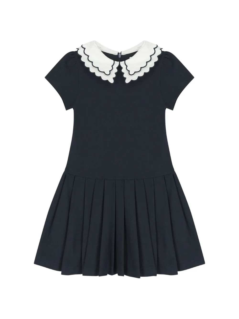 Patachou pleated short-sleeve dress - Blue