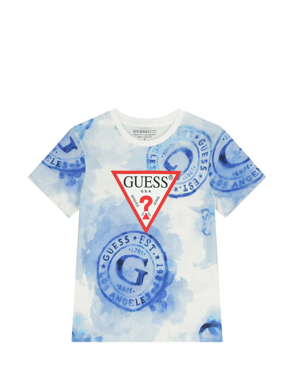 guess kids logo-print T-shirt - Blu