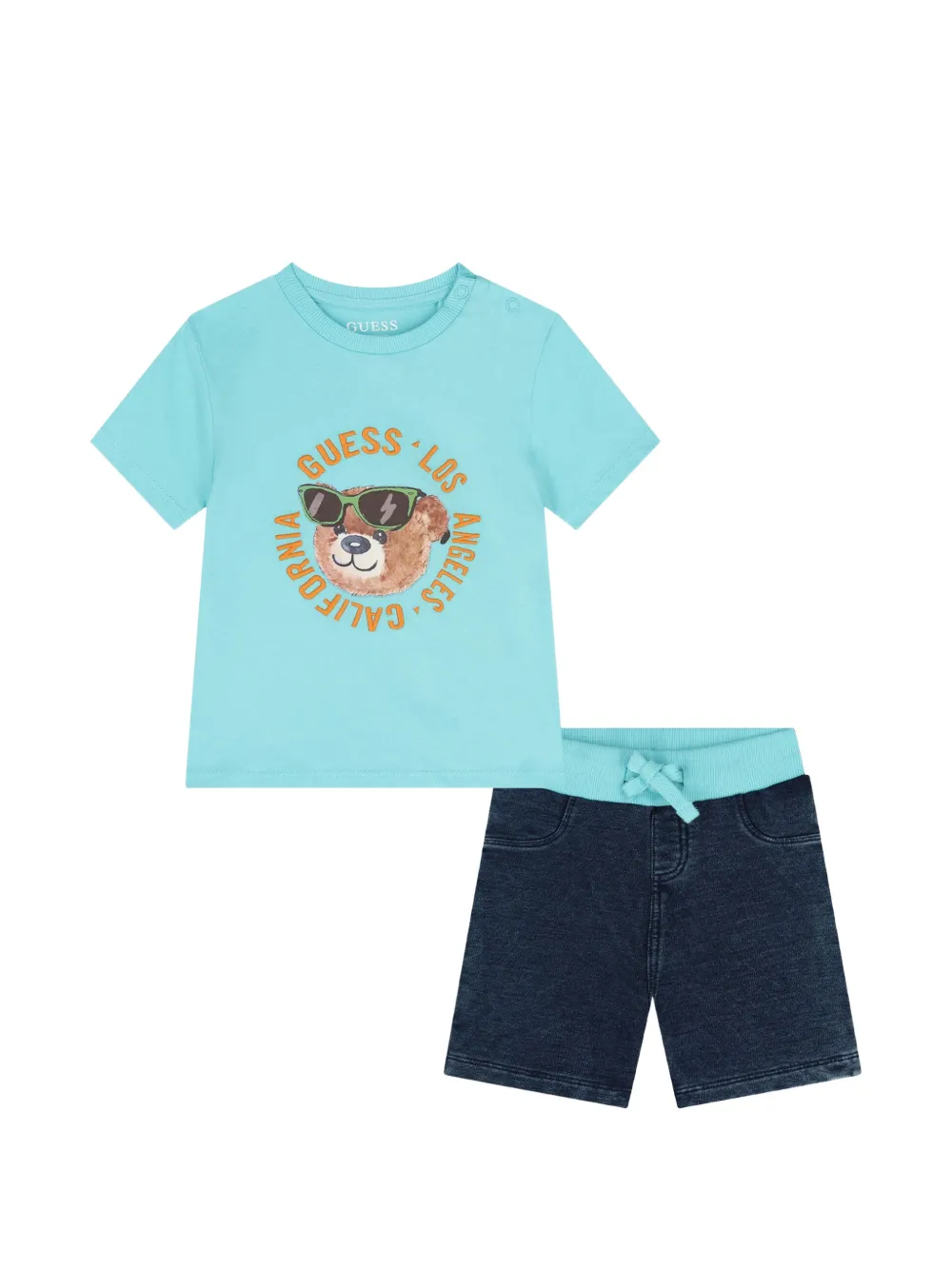 guess kids bear-print T-shirt shorts set - Blue