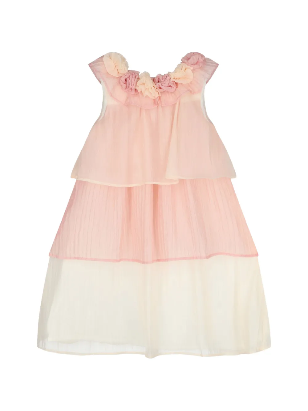 Patachou flower-embellished tiered dress - Rosa