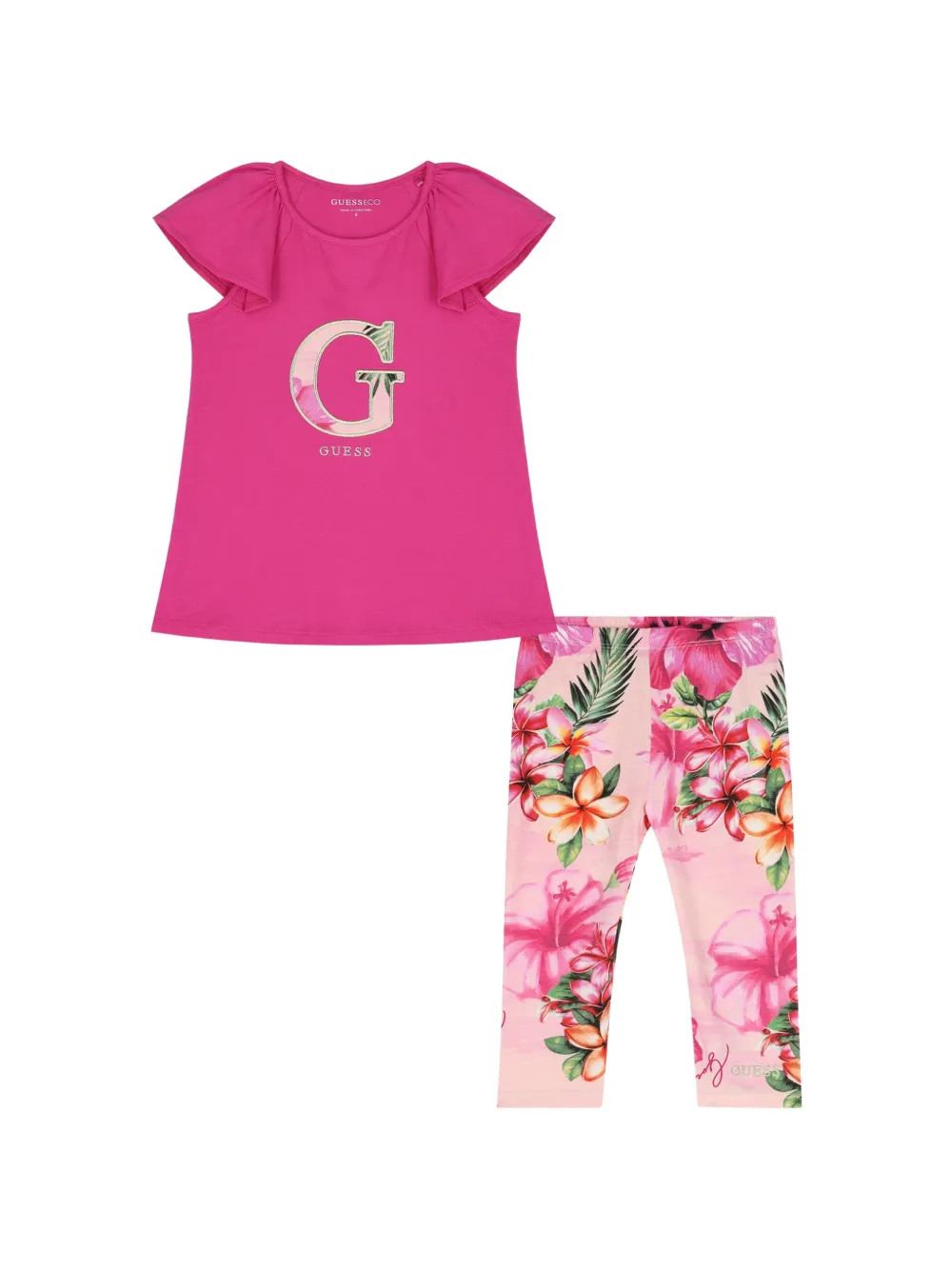 guess kids logo-print trouser set - Rosa