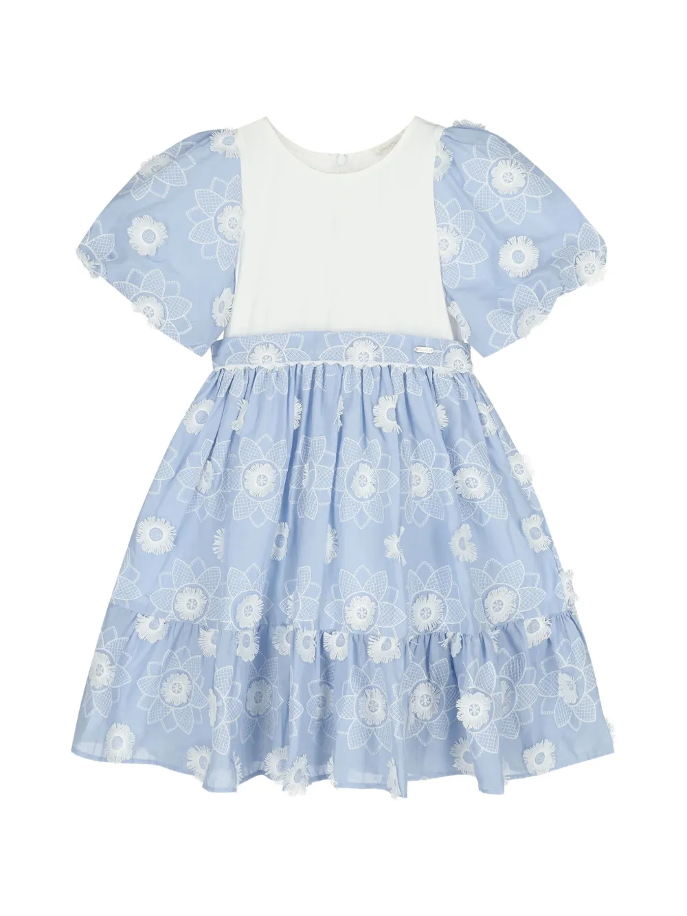 Patachou floral-embroidered tiered dress - Blu