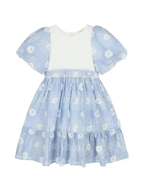 Patachou floral-embroidered tiered dress