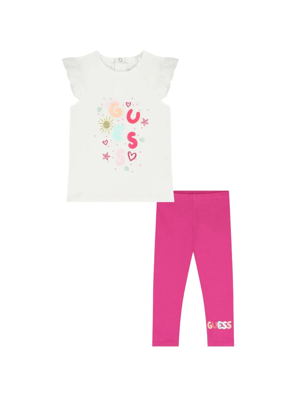 guess kids logo-print leggings set - Bianco