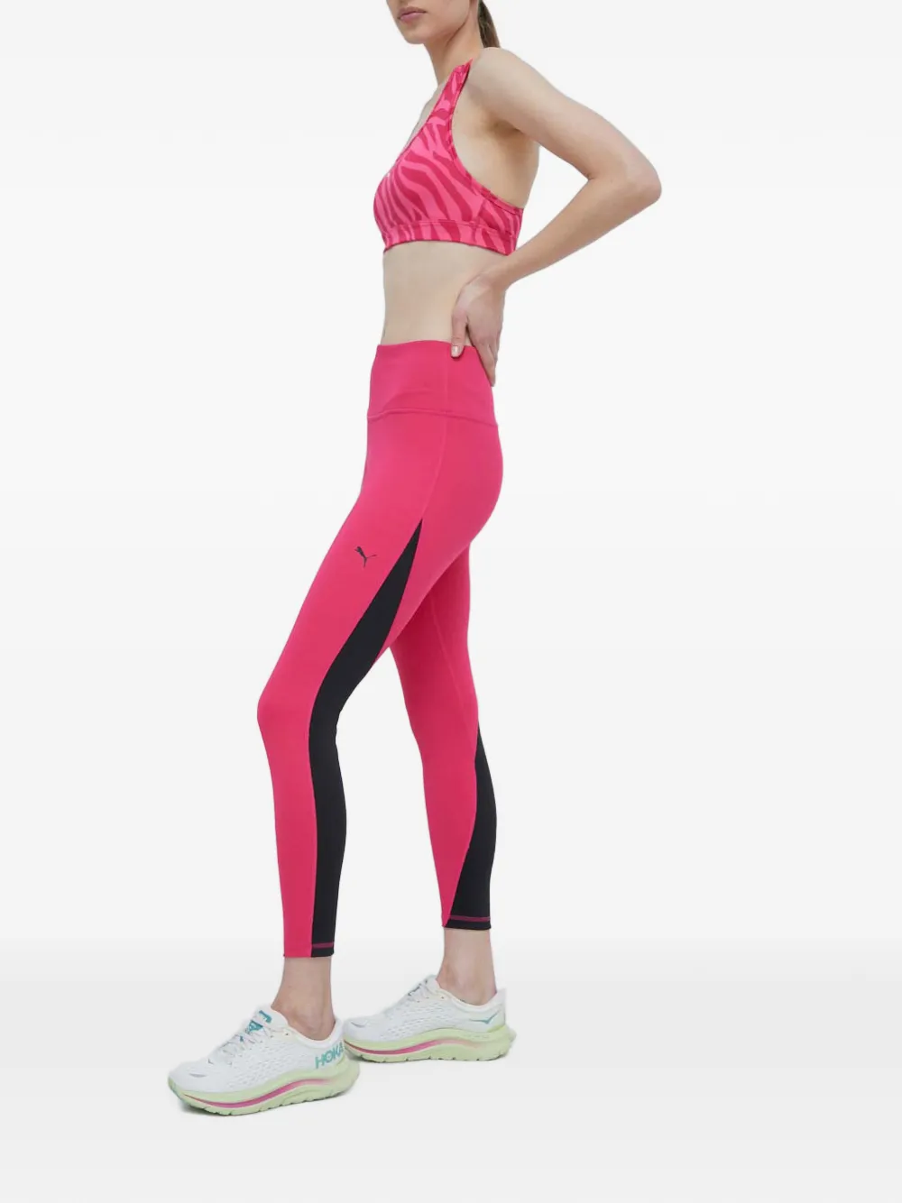 PUMA logo-print panelled leggings Roze