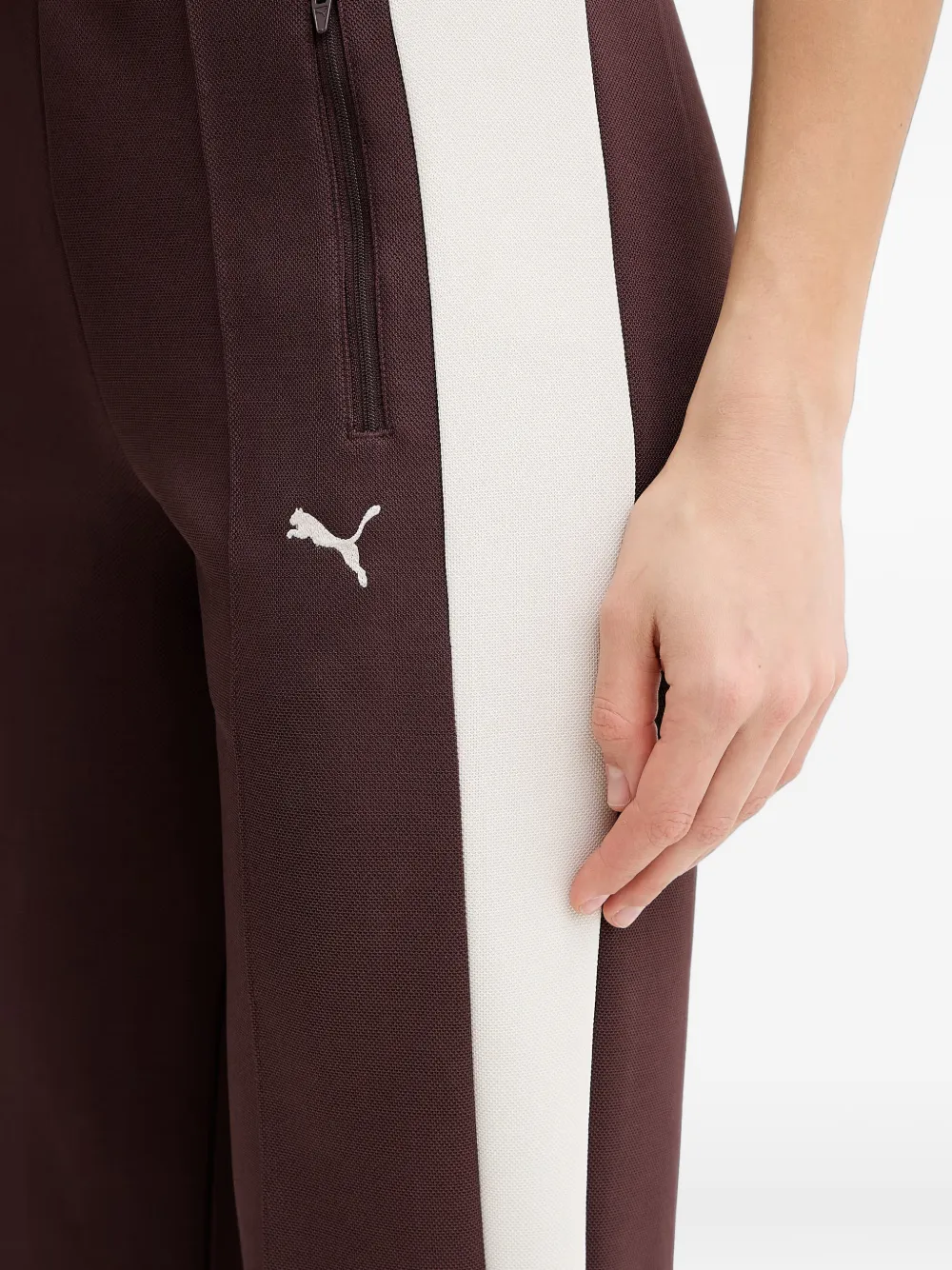 PUMA T7 trainingsbroek met zijstreep en geborduurd logo Bruin