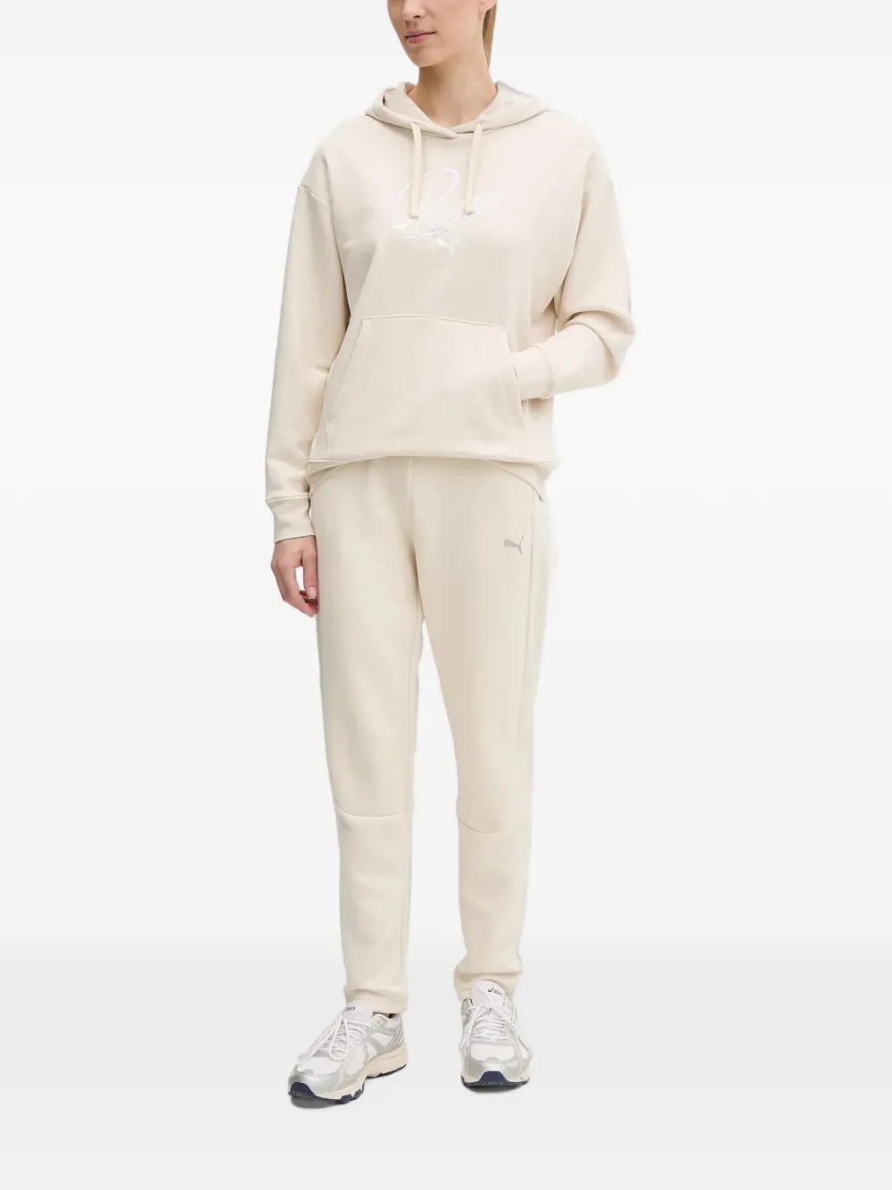 PUMA Hoodie met geborduurd logo Beige
