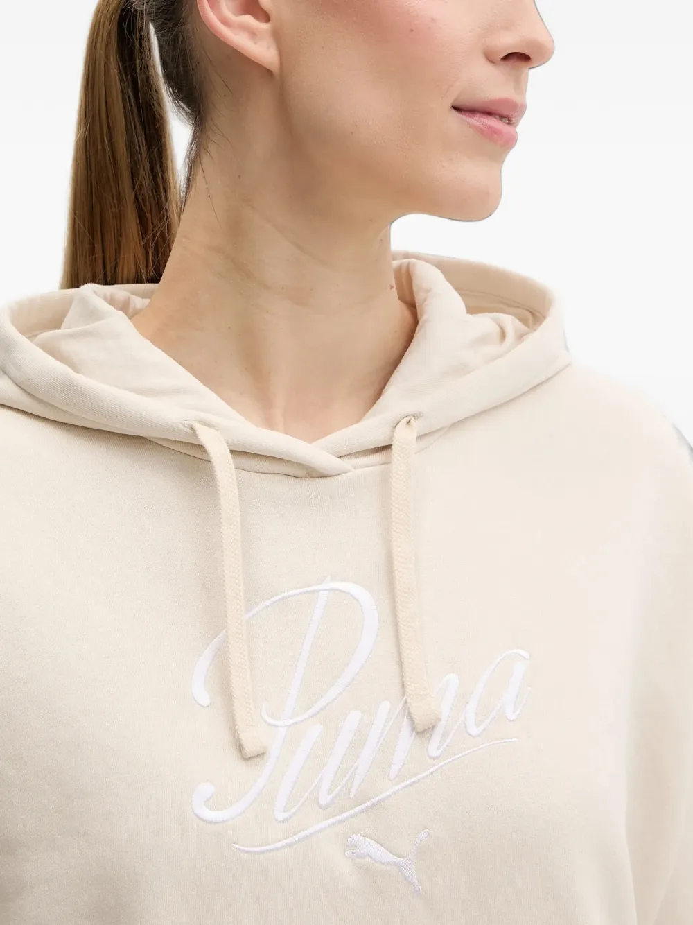 PUMA Hoodie met geborduurd logo Beige