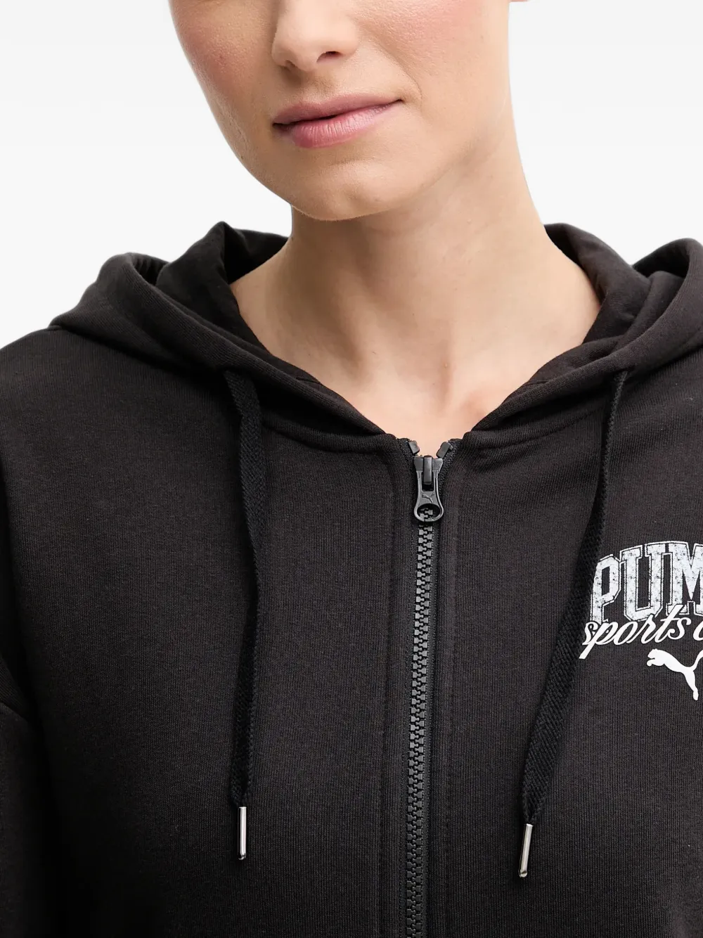 PUMA Hoodie met logoprint en rits Zwart