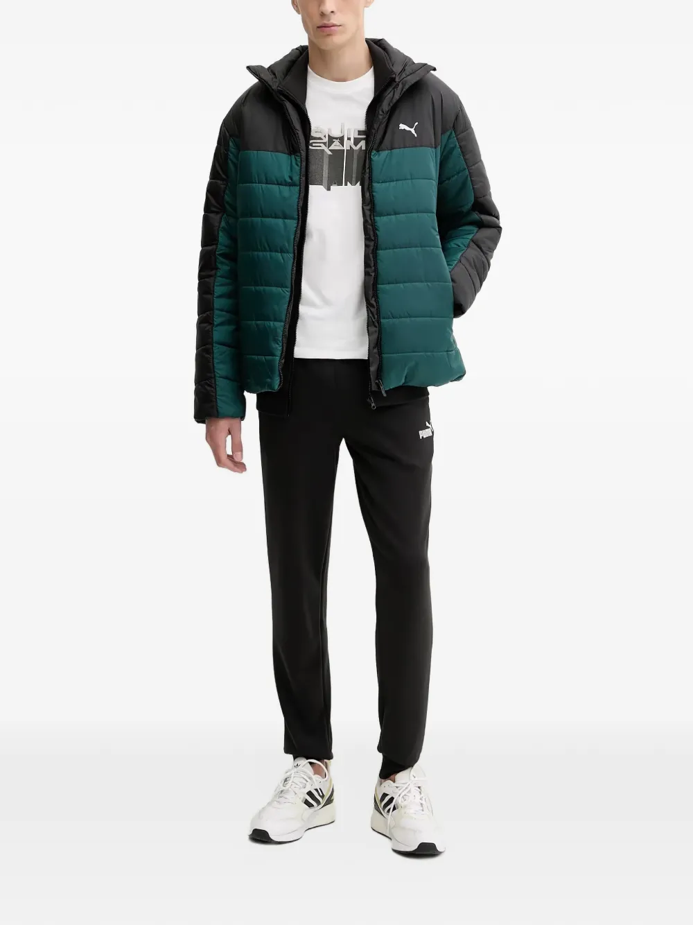 PUMA quilted panelled jacket Groen