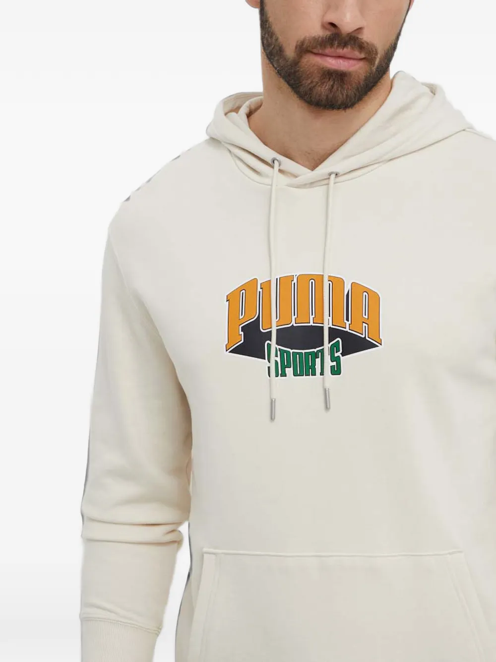 PUMA Hoodie met logoprint en trekkoord Beige
