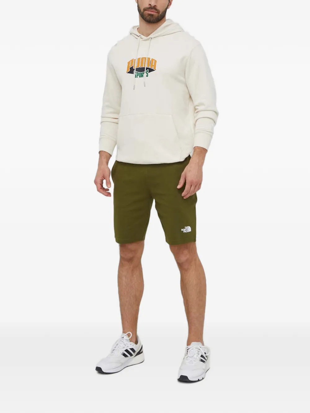 PUMA Hoodie met logoprint en trekkoord Beige
