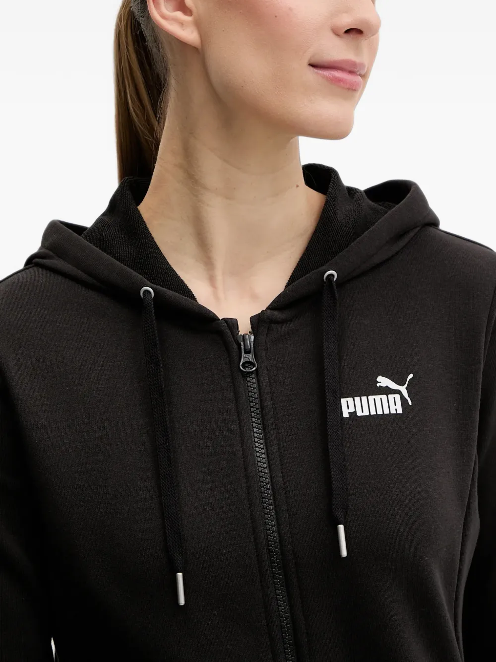 PUMA logo-detail zip-up track pants Zwart