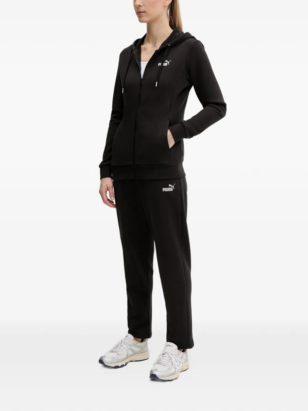 PUMA logo-detail zip-up track pants Zwart