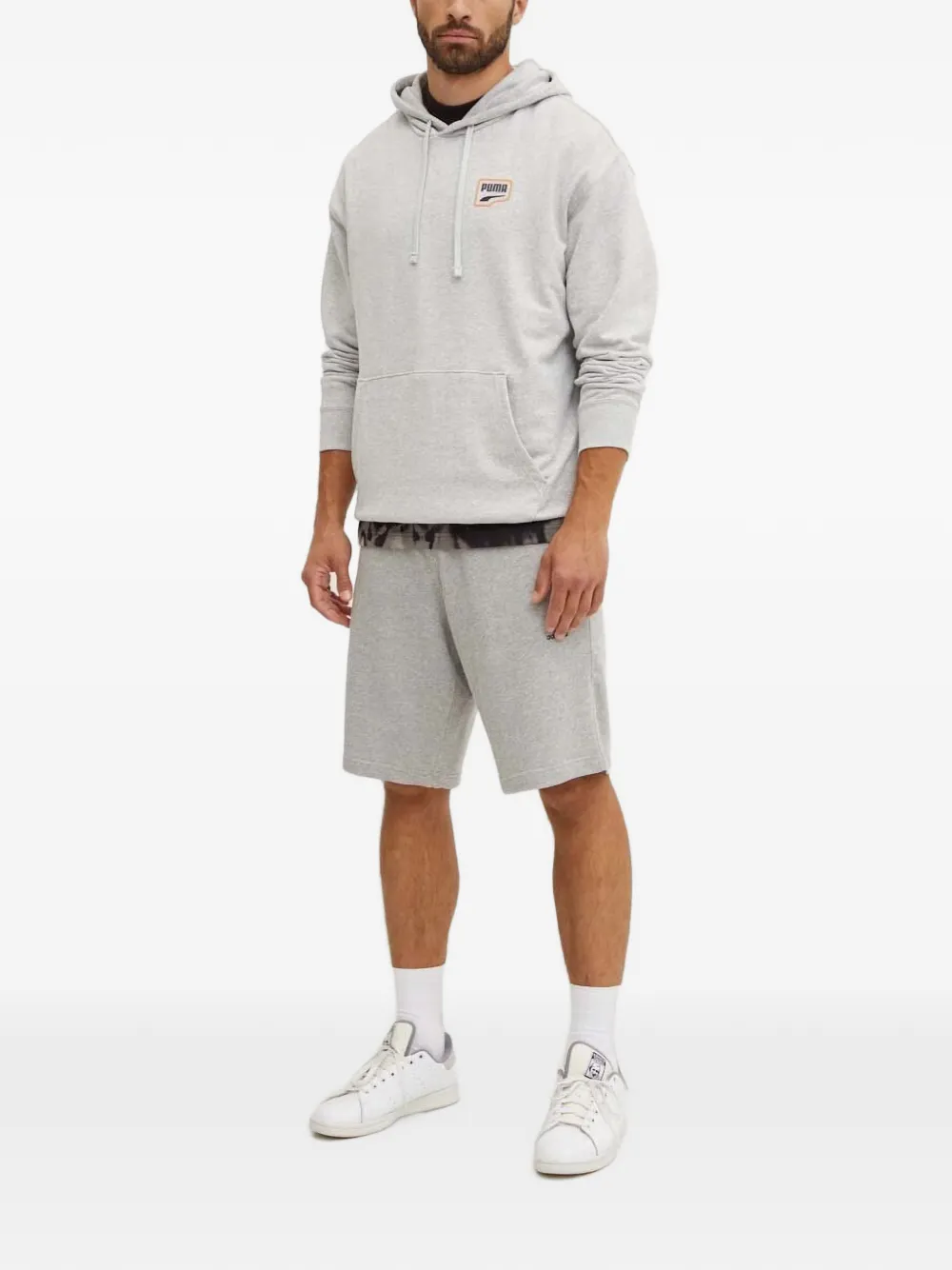 PUMA Downtown graphic-print drawstring hoodie Grijs