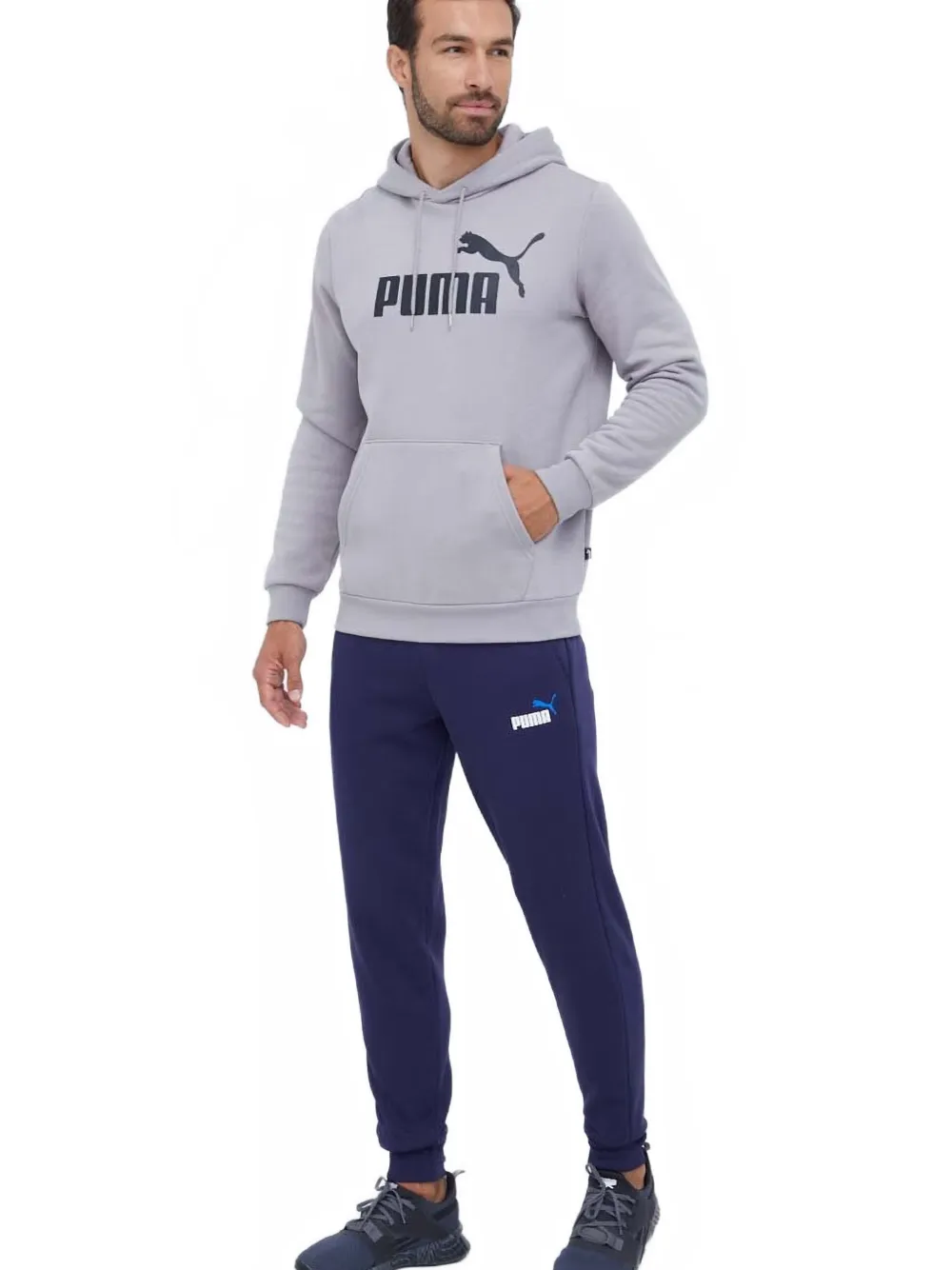 PUMA logo-print hoodie - Grigio