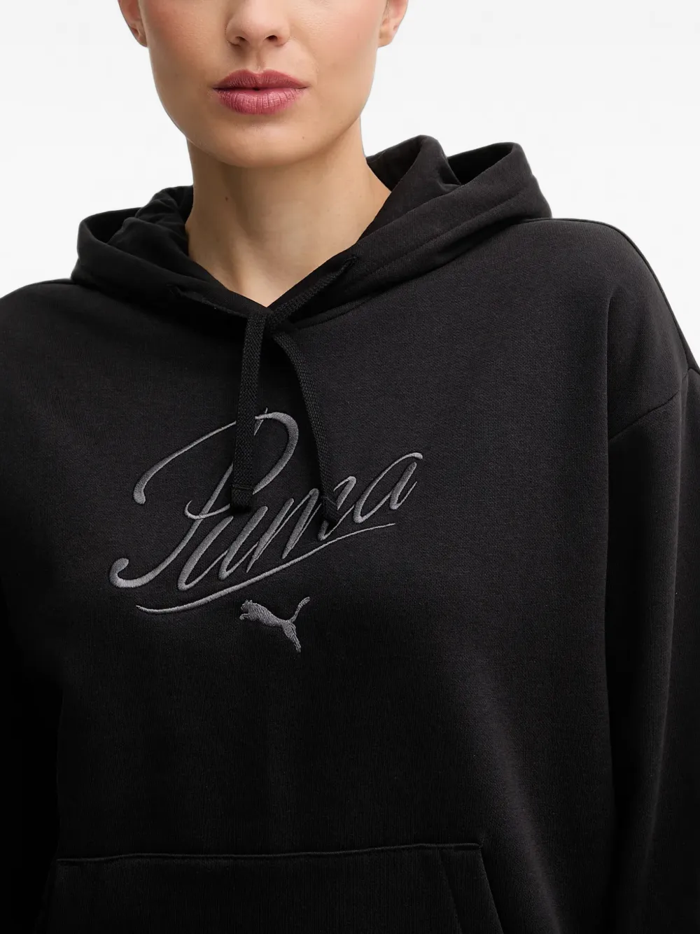 PUMA Hoodie met geborduurd logo Zwart
