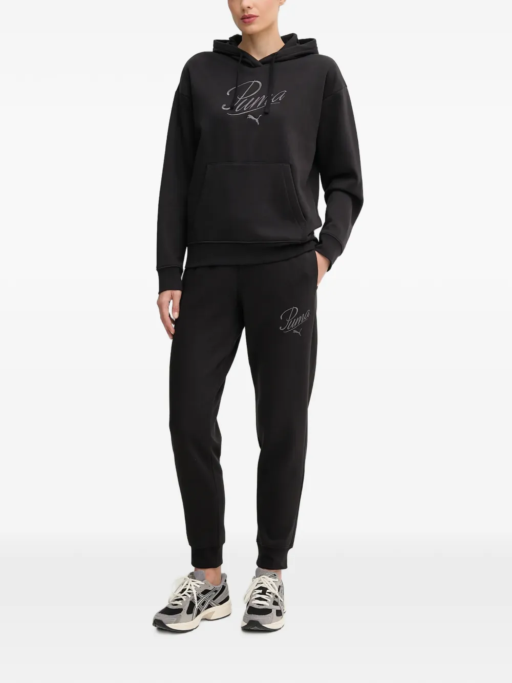 PUMA Hoodie met geborduurd logo Zwart