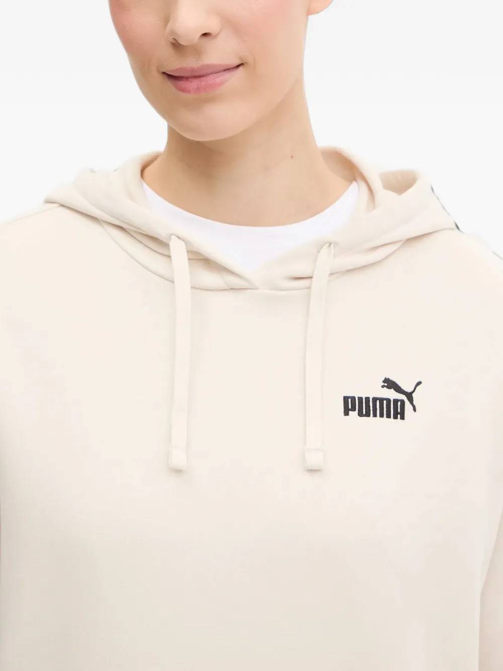 PUMA logo-embroidered shorts and hoodie set Beige
