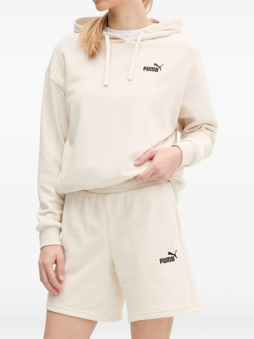 PUMA logo-embroidered shorts and hoodie set - Nude