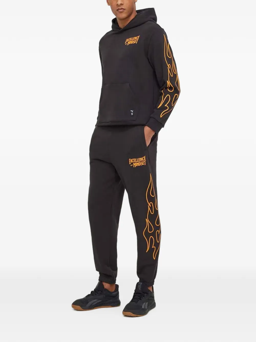 PUMA flame-print hoodie Zwart