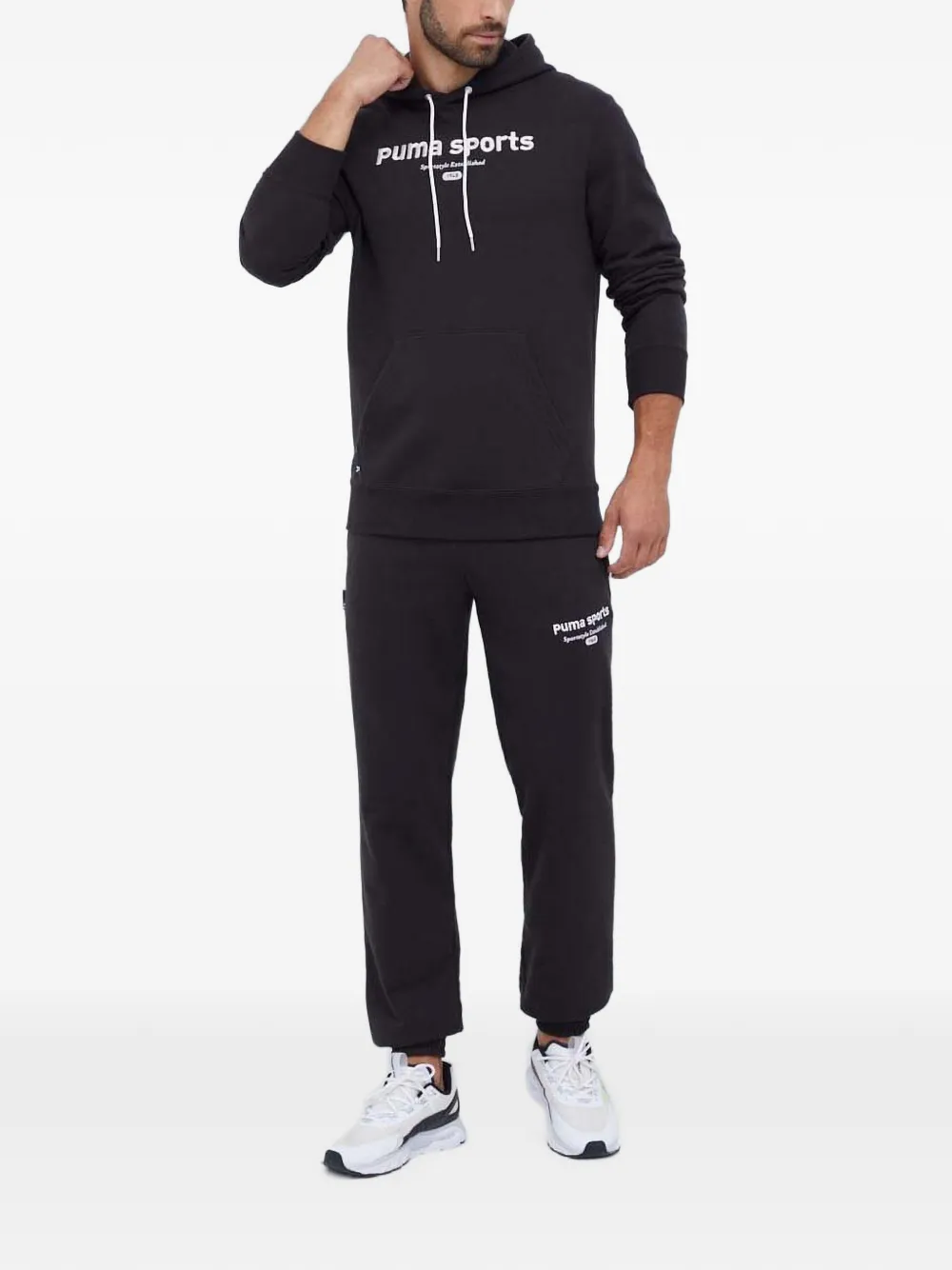 PUMA logo-print drawstring hoodie Zwart