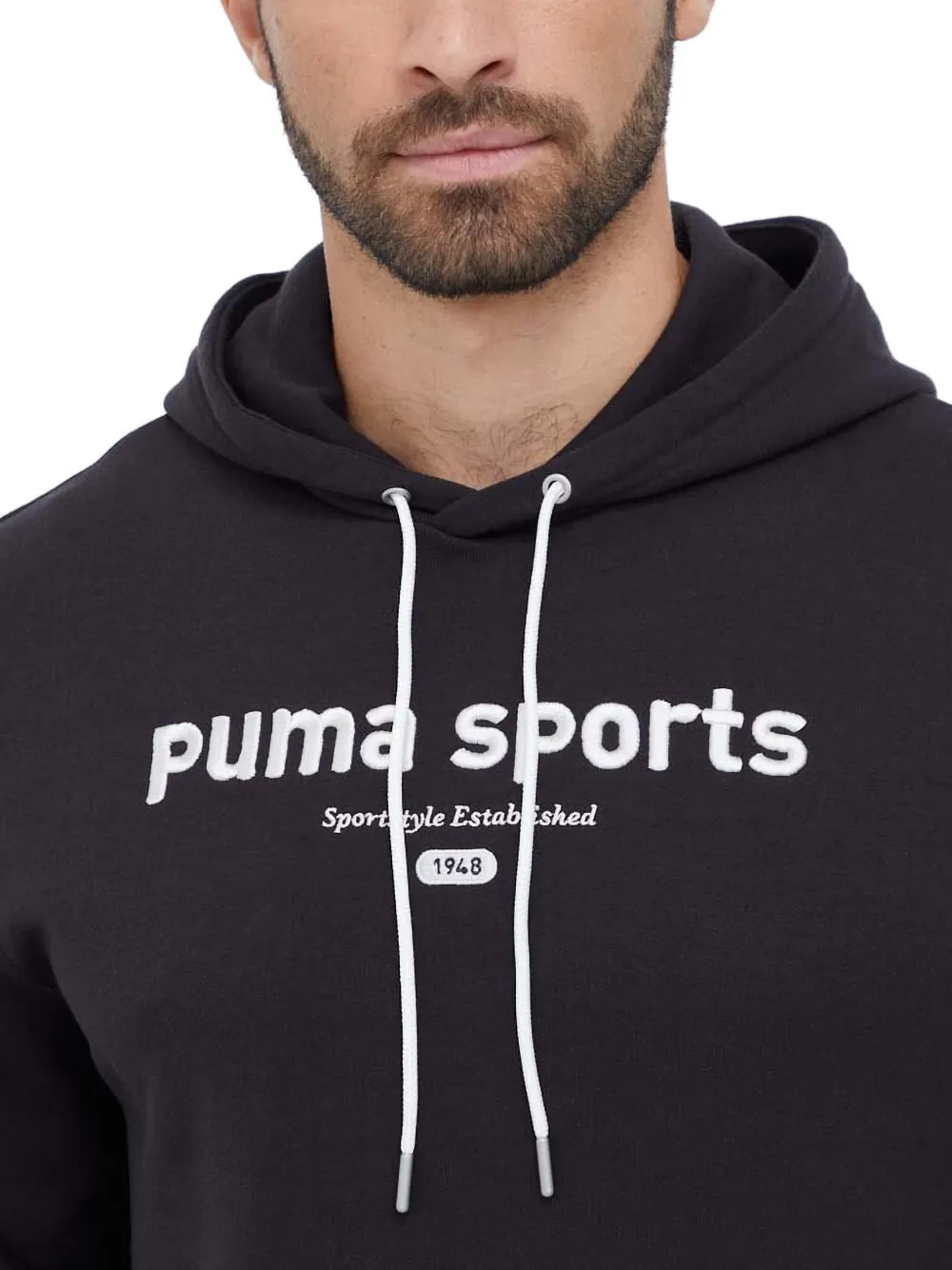 PUMA logo-print drawstring hoodie Zwart