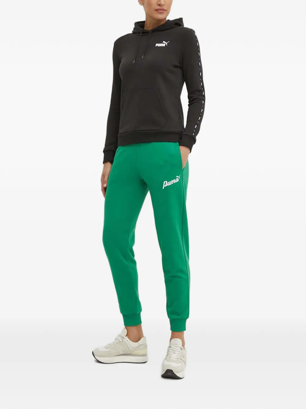 PUMA Hoodie met logo-print en banddetail Zwart
