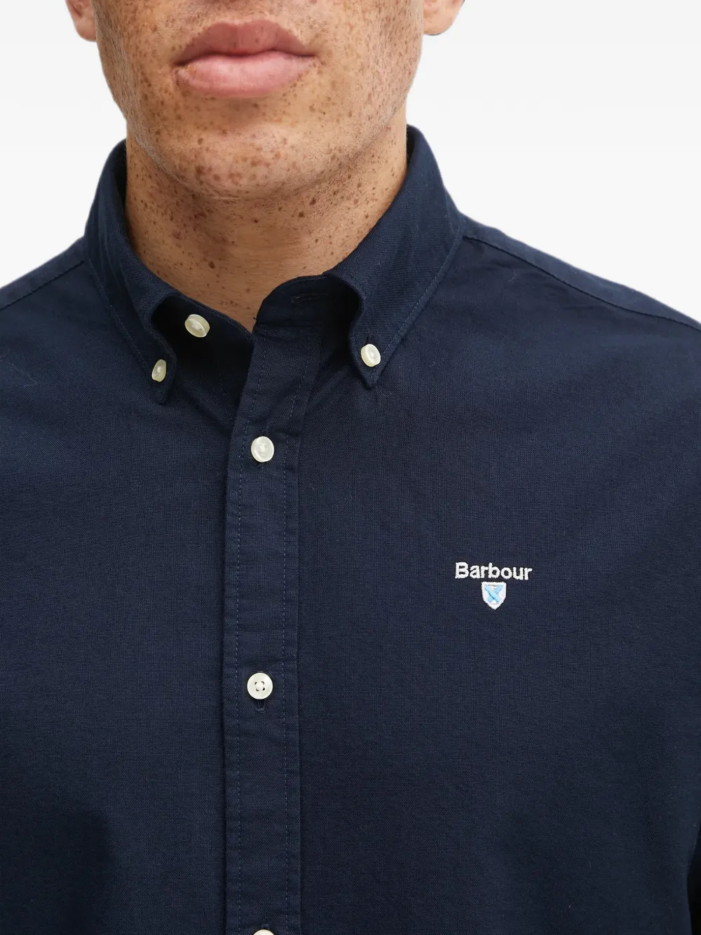Barbour Oxford overhemd met geborduurd logo en lange mouwen Blauw