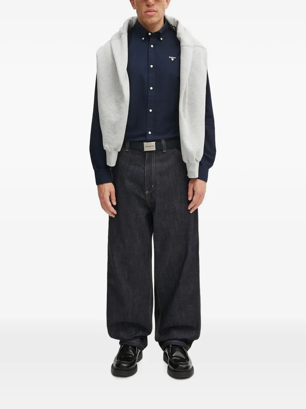 Barbour Oxford overhemd met geborduurd logo en lange mouwen Blauw