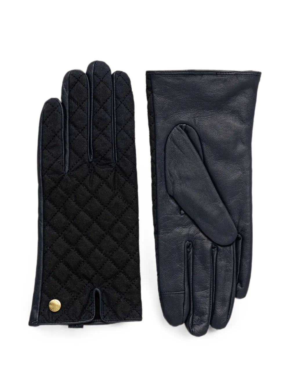 Barbour quilted leather gloves - Blau