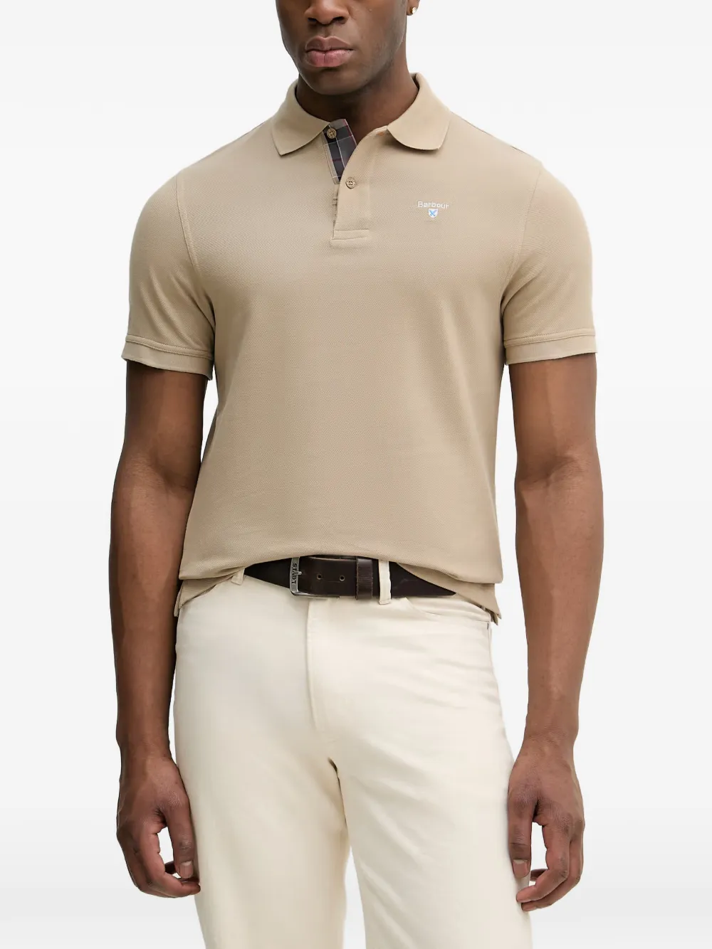 Barbour Poloshirt met geborduurd logo Beige