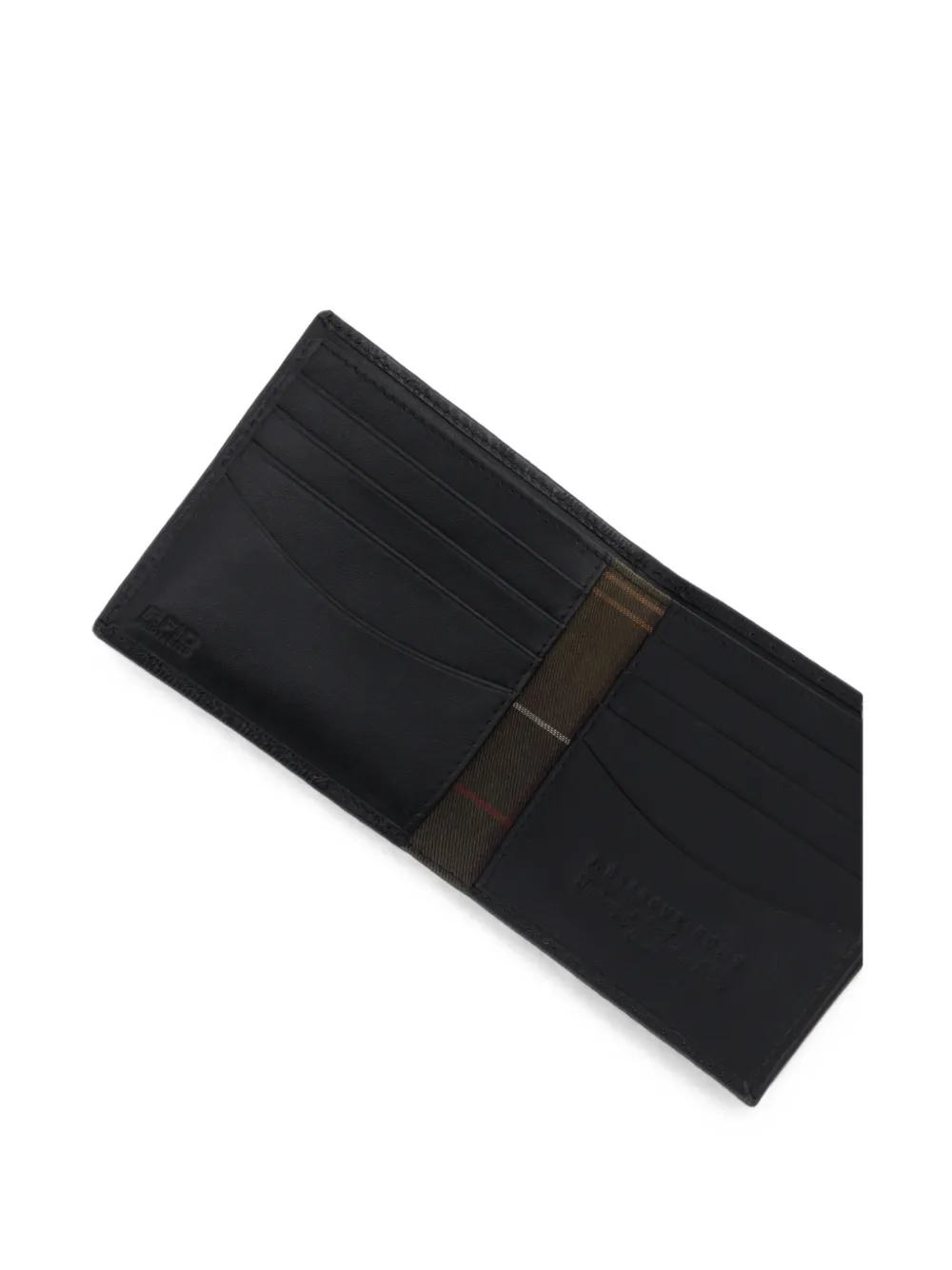 Barbour Brunton tartan-embossed leather wallet Zwart