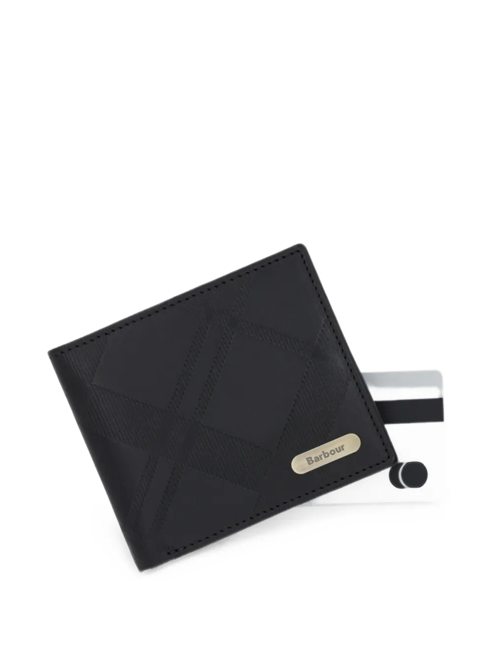 Barbour Brunton tartan-embossed leather wallet Zwart