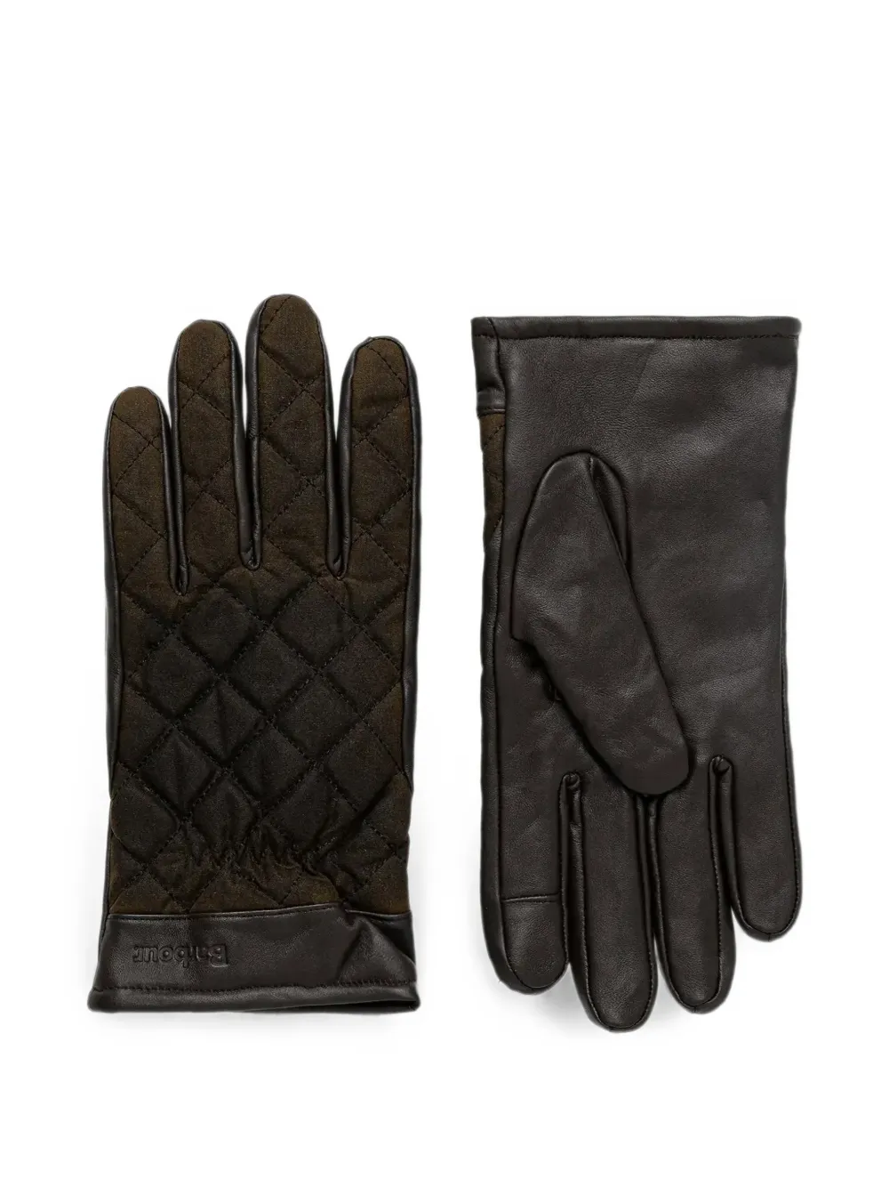 Barbour quilted leather gloves - Braun