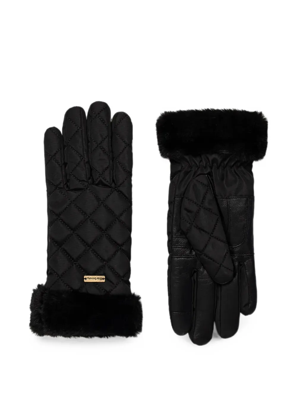 Barbour quilted leather gloves - Nero