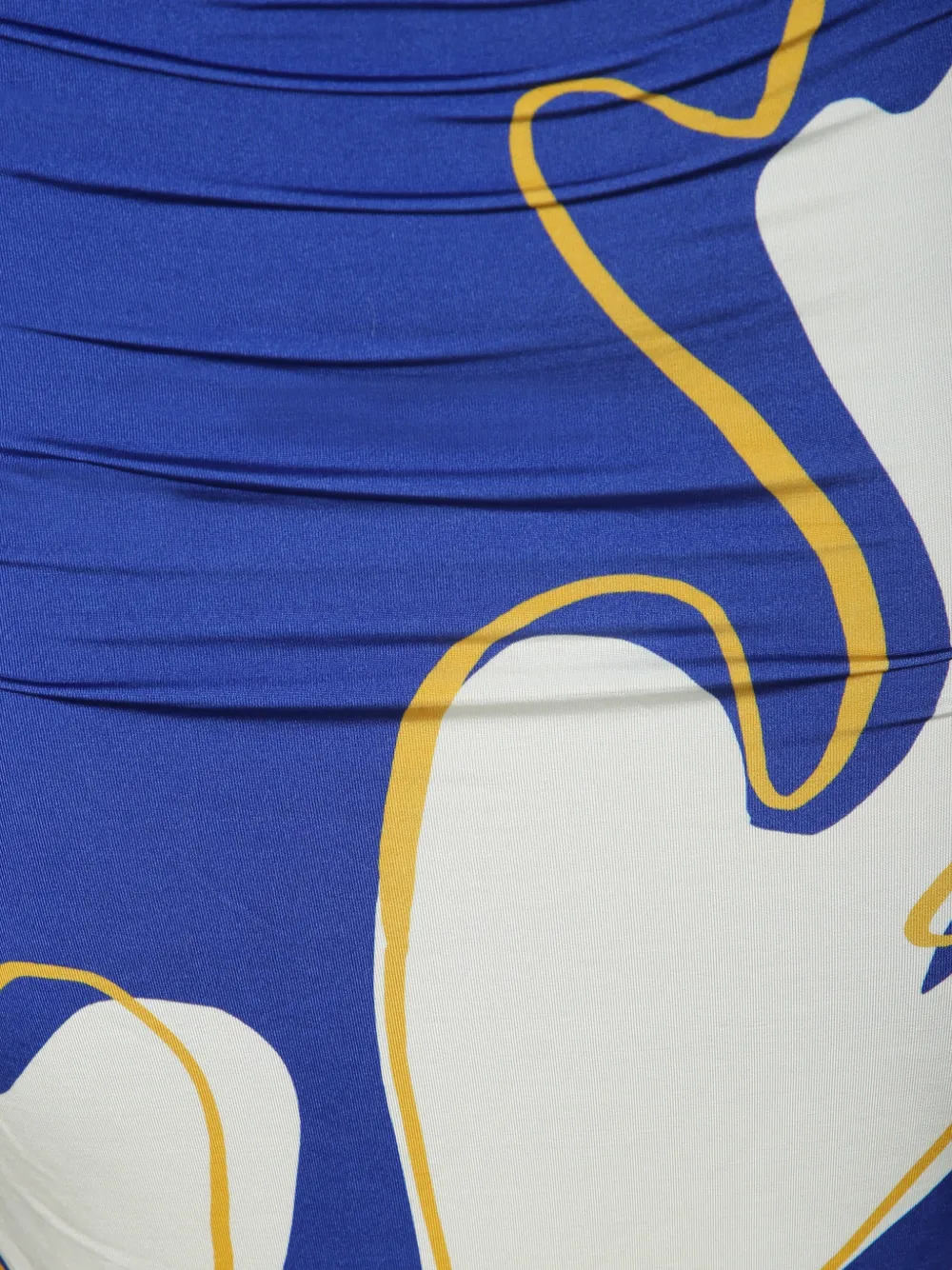 Cala de la Cruz Daphne jurk met ruches en koraalprint Blauw
