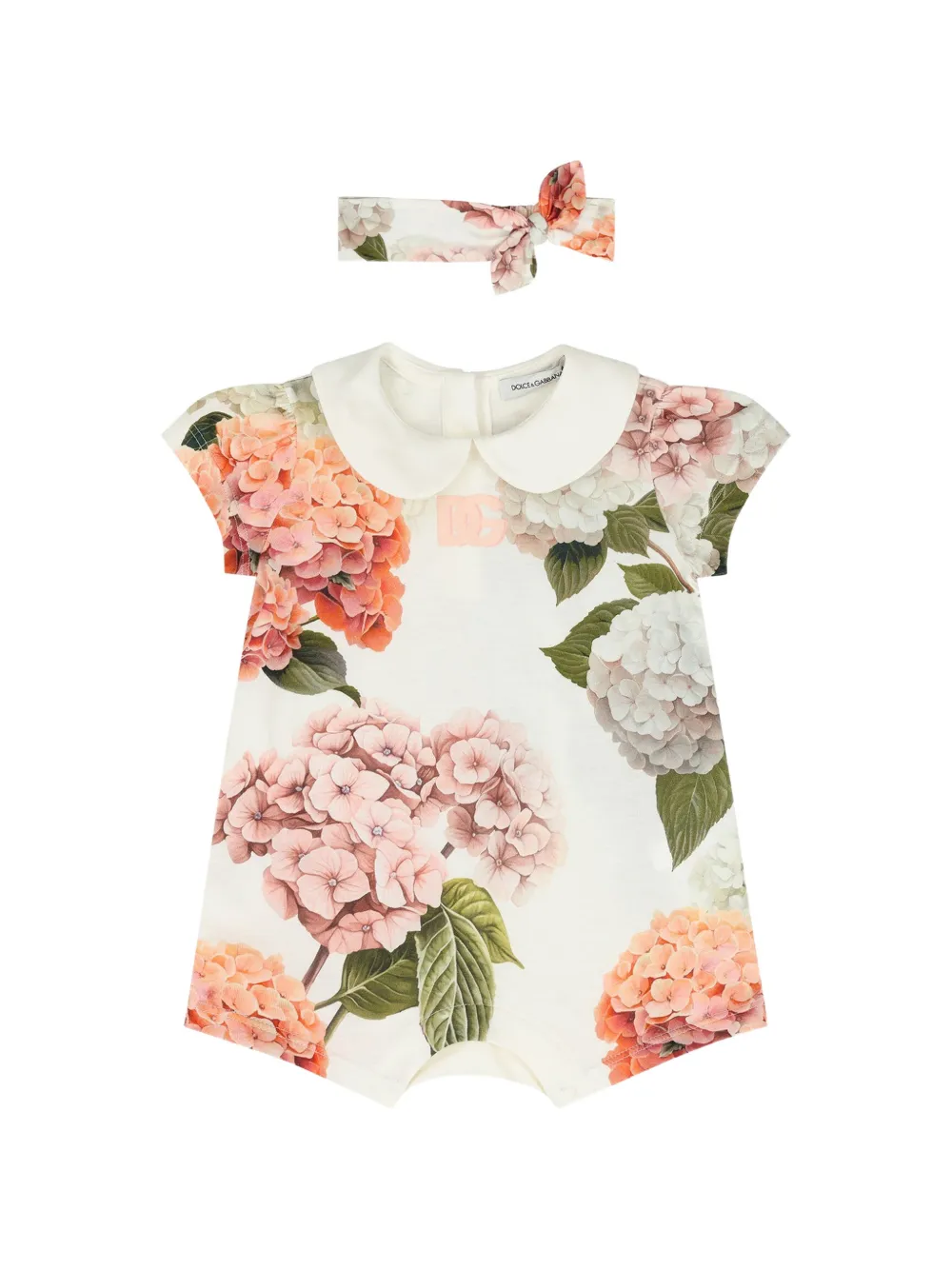 Dolce & Gabbana Kids floral-print romper set - Nude