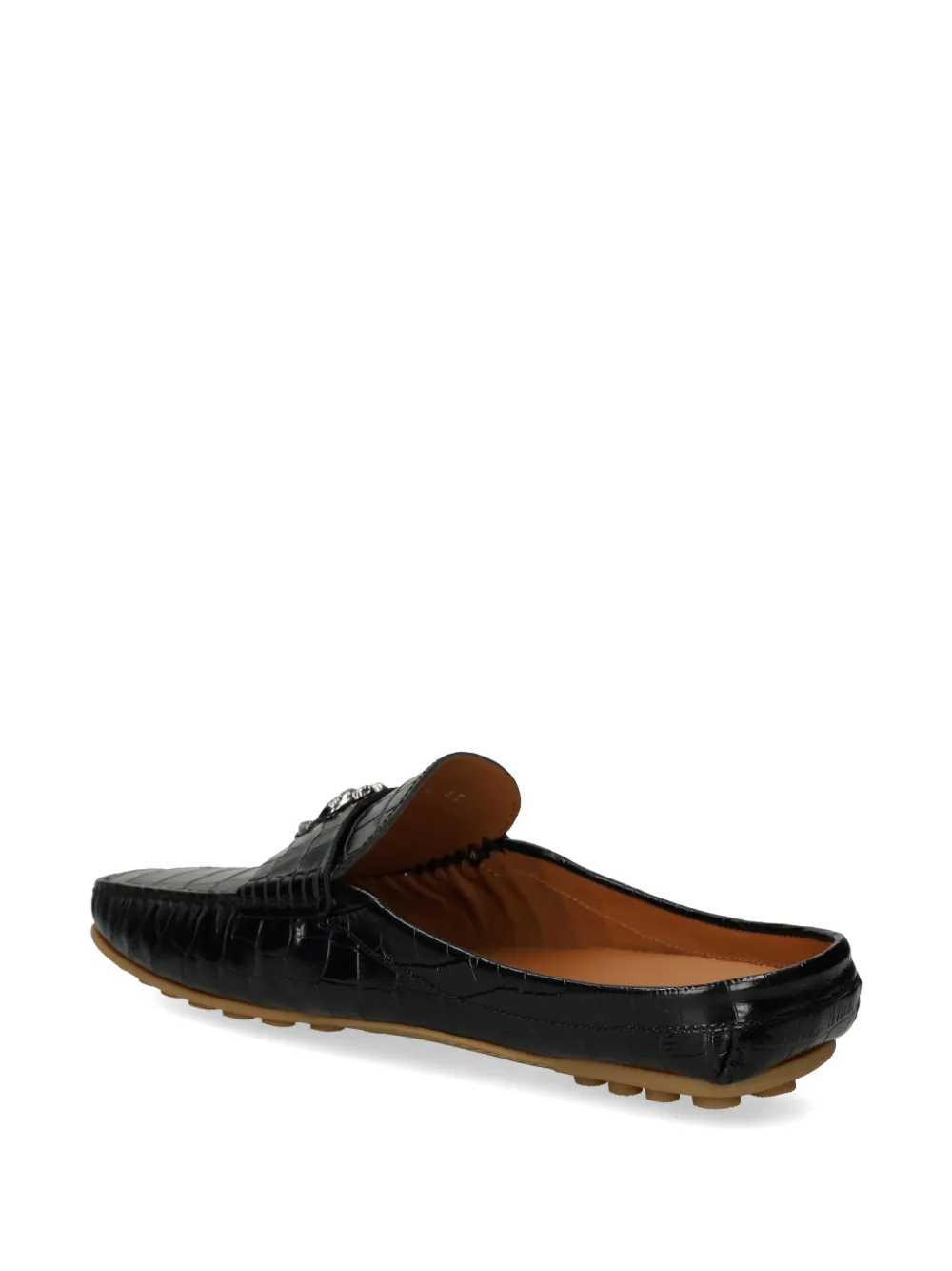 Roberto Cavalli crocodile-effect mules Zwart