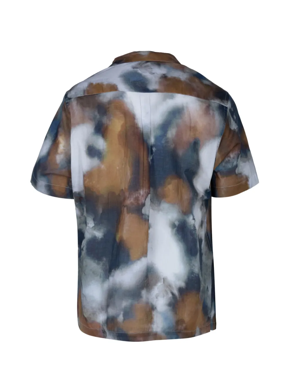 Altea Overhemd met abstracte print en korte mouwen Blauw