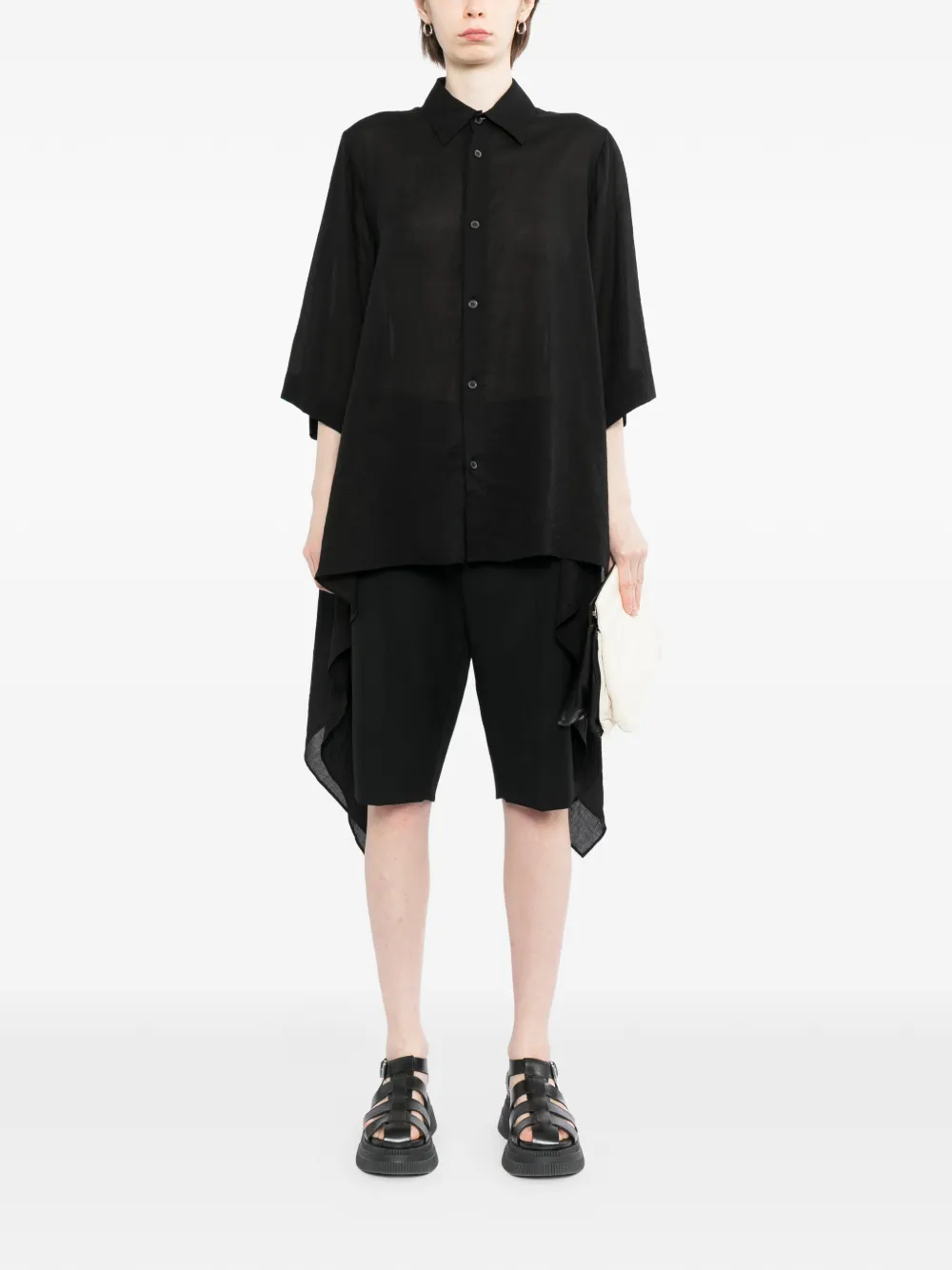 Yohji Yamamoto Asymmetrisch overhemd Zwart