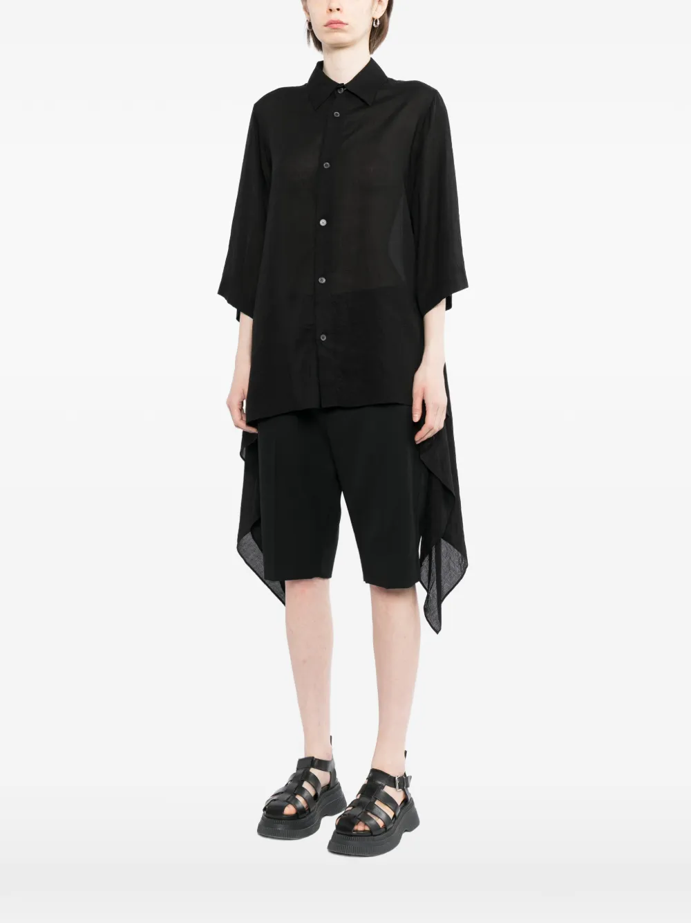 Yohji Yamamoto Asymmetrisch overhemd Zwart