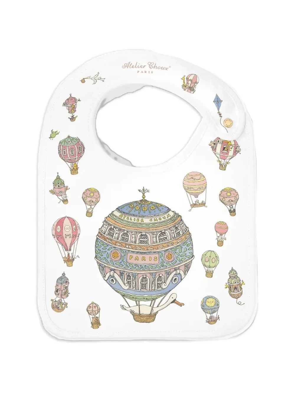 Atelier Choux hot-air balloon-print bib - Weiß