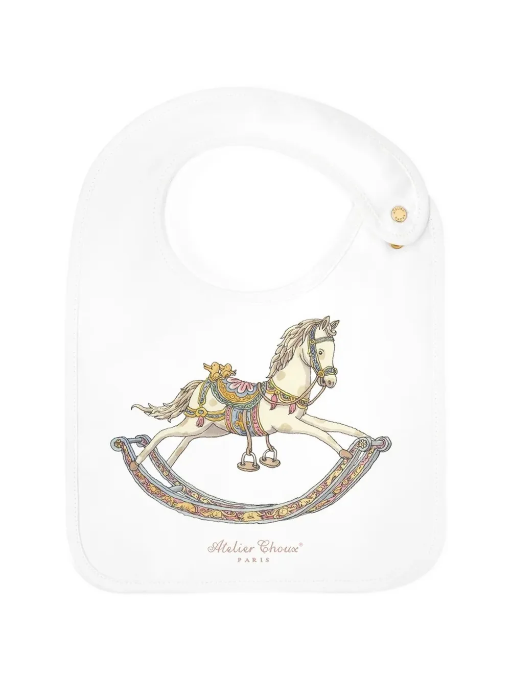 Atelier Choux rocking-horse reversible bib - Bianco