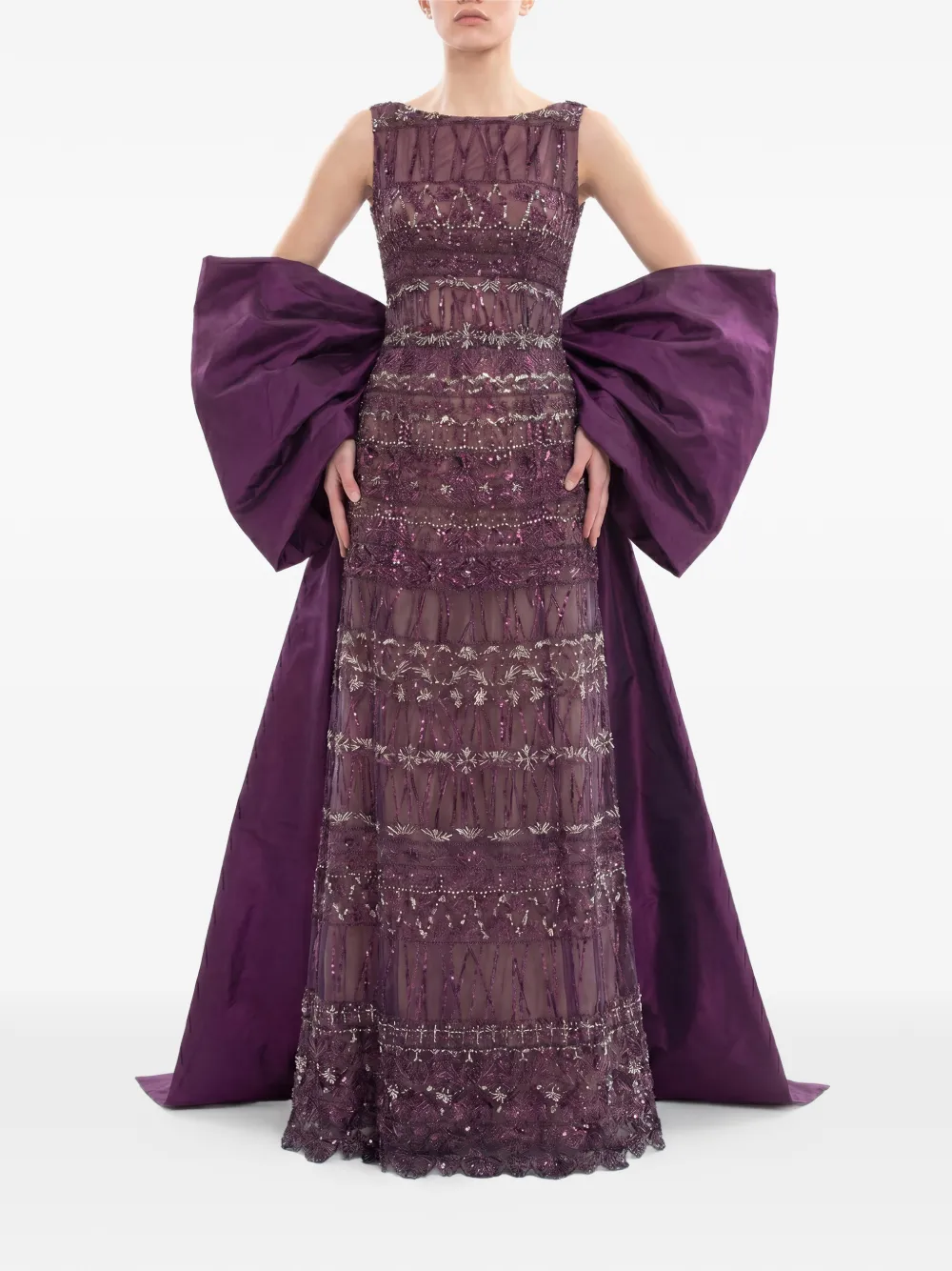 Saiid Kobeisy Cape met oversized strik Paars