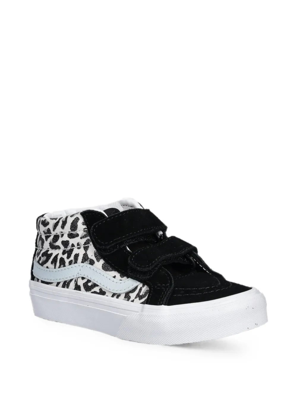 Vans Kids' Leopard-print Touch-strap Sneakers In 黑色